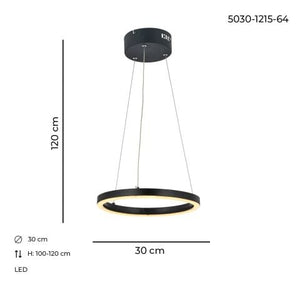 Lustra Led HubRom, MERA Negru 5030-1215-64 30x30xHmax100-120 cm Lumina Calda,Rece,Neutra