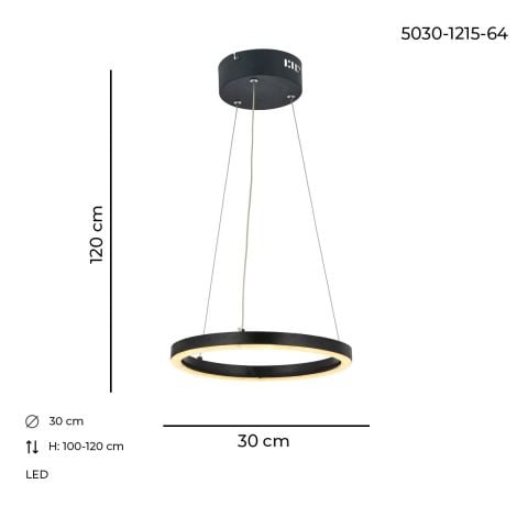 Lustra Led HubRom, MERA Negru 5030-1215-64 30x30xHmax100-120 cm Lumina Calda,Rece,Neutra