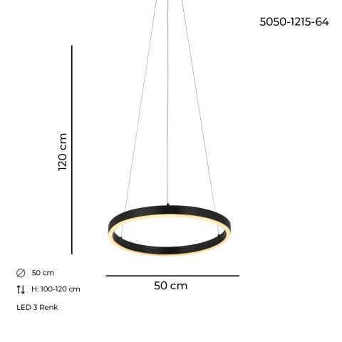 Lustra Led HubRom, MERA Negru 5050-1215-64 50x50xHmax100-120 cm Lumina Calda,Rece,Neutra