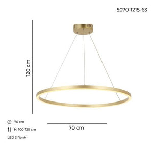 Lustra Led HubRom, MERA Auriu 5070-1215-63 70x70xHmax100-120 cm Lumina Calda,Rece,Neutra