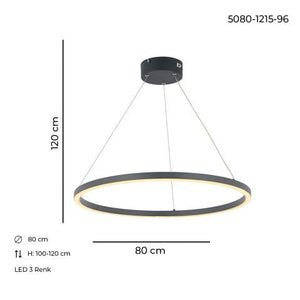 Lustra Led HubRom, MERA Antracit 5070-1215-96 80x80xHmax100-120 cm Lumina Calda,Rece,Neutra