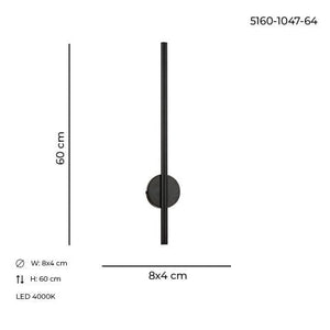 Aplica Led HubRom, MIDAS Negru 5160-1047-64 8x4xHmax60 cm 4000 K Lumina Neutra