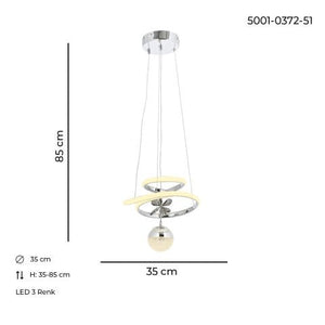 Lustra Led HubRom, MILA Crom 5001-0372-51 35x25xHmax85 cm Lumina Calda,Rece,Neutra