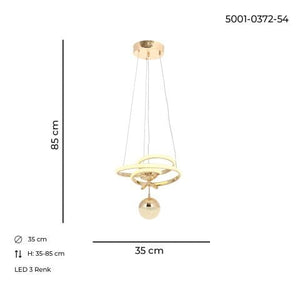 Lustra Led HubRom, MILA Auriu 5001-0372-54 35x25xHmax85 cm Lumina Calda,Rece,Neutra