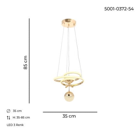 Lustra Led HubRom, MILA Auriu 5001-0372-54 35x25xHmax85 cm Lumina Calda,Rece,Neutra