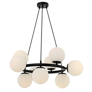 Lustra HubRom, MILAN 5009-1038-64 65x65xHmax-50-85 cm 9xE27-60W Negru