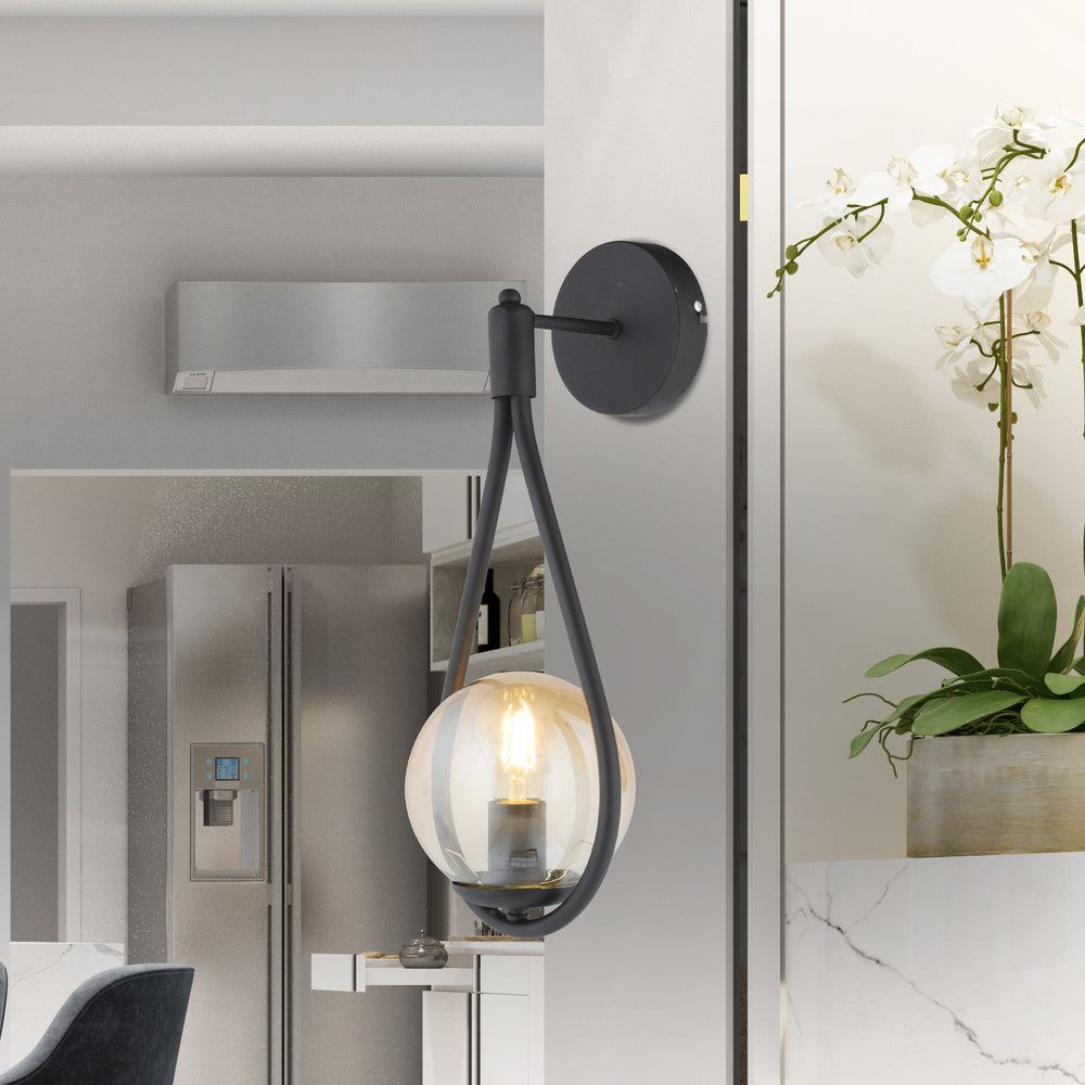 Aplica HubRom, MIRZA 3539-01W-BL-01 20x40 cm 1xE27-60W Negru