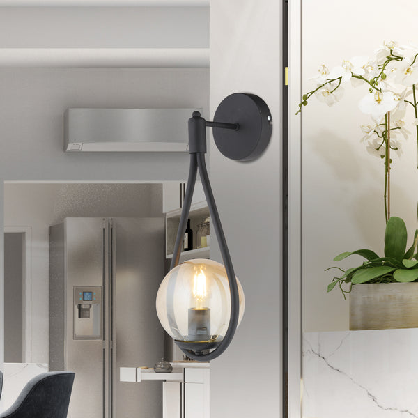 Aplica HubRom, MIRZA 3539-01W-BL-01 20x40 cm 1xE27-60W Negru