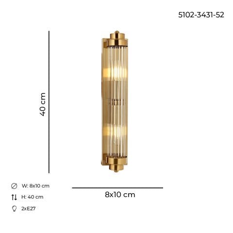 Aplica HubRom, MOT 5102-3431-52 8x10xHmax40 cm 2xE14-40W Antiq