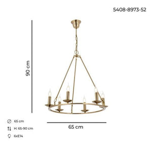 Lustra HubRom, MUNZUR 5006-8973-52 65x65xHmax90 cm 6xE14-40W Antiq
