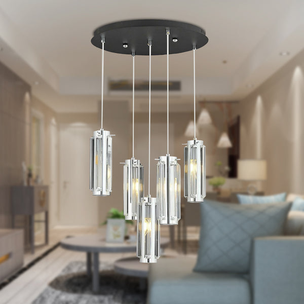 Lustra HubRom, NATALI 7000-9040-5Y-CR 30x75 cm 5xE14-40W Crom