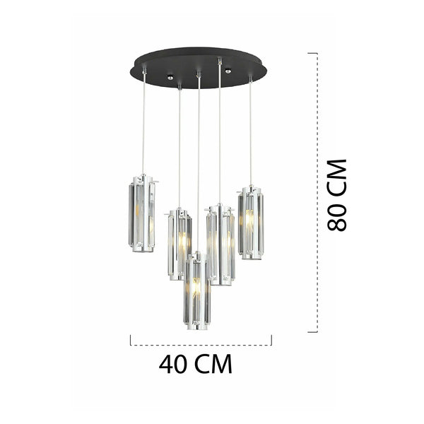 Lustra HubRom, NATALI 7000-9040-5Y-CR 30x75 cm 5xE14-40W Crom