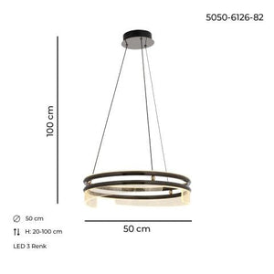 Lustra Led HubRom, NEPTUN Fume 5050-6126-82 50x50xHmax100 cm Lumina Calda,Rece,Neutra