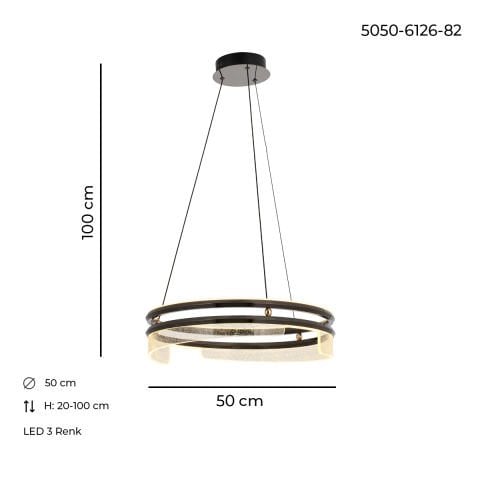 Lustra Led HubRom, NEPTUN Fume 5050-6126-82 50x50xHmax100 cm Lumina Calda,Rece,Neutra