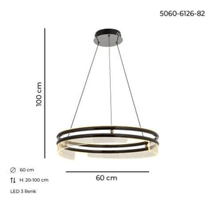 Lustra Led HubRom, NEPTUN Fume 5060-6126-82 60x60xHmax100 cm Lumina Calda,Rece,Neutra