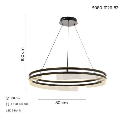 Lustra Led HubRom, NEPTUN Fume 5080-6126-82 80x80xHmax100 cm Lumina Calda,Rece,Neutra