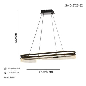 Lustra Led HubRom, NEPTUN Fume 5410-6126-82 100x35xHmax100 cm Lumina Calda,Rece,Neutra