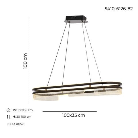 Lustra Led HubRom, NEPTUN Fume 5410-6126-82 100x35xHmax100 cm Lumina Calda,Rece,Neutra