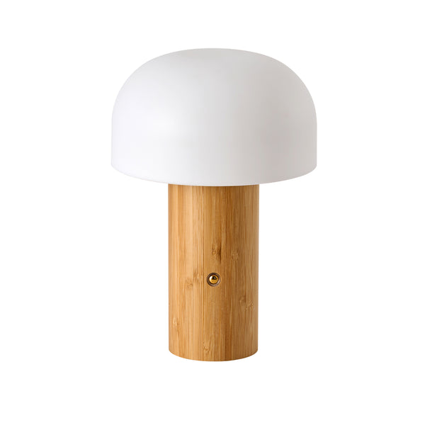 Veioza Led HubRom, OLWA Lampa de masă LED reîncărcabilă, tactilă, fără fir, cu detalii elegante din lemn 9504-1T-AH 15X21 cm Alb / Lemn
