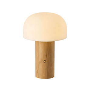 Veioza Led HubRom, OLWA Lampa de masă LED reîncărcabilă, tactilă, fără fir, cu detalii elegante din lemn 9504-1T-AH 15X21 cm Alb / Lemn