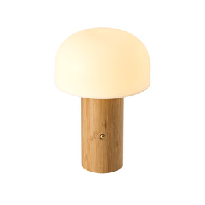 Veioza Led HubRom, OLWA Lampa de masă LED reîncărcabilă, tactilă, fără fir, cu detalii elegante din lemn 9504-1T-AH 15X21 cm Alb / Lemn