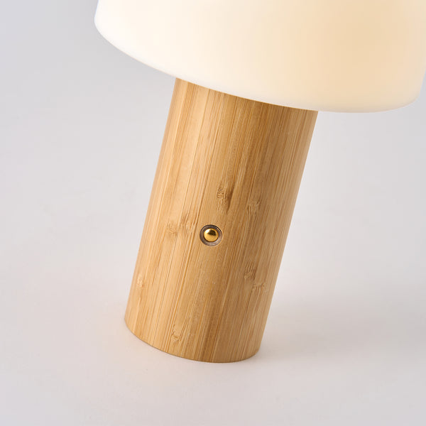 Veioza Led HubRom, OLWA Lampa de masă LED reîncărcabilă, tactilă, fără fir, cu detalii elegante din lemn 9504-1T-AH 15X21 cm Alb / Lemn