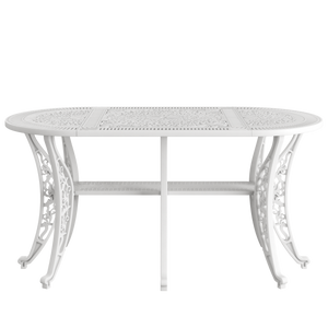 Set Mobilier Gradina HubRom, 1xMasa Ovala(75x150x72), 6xScaun CUNDA(43x42x50x91) Alb