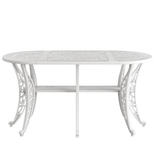 Set Mobilier Gradina HubRom, 1xMasa Ovala(75x150x72), 4xScaun ISPARTA(43x42x50x92) Alb