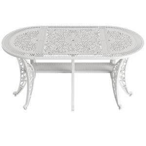 Set Mobilier Gradina HubRom, 1xMasa Ovala(75x150x72), 6xScaun HITIT(43x42x50x92) Alb