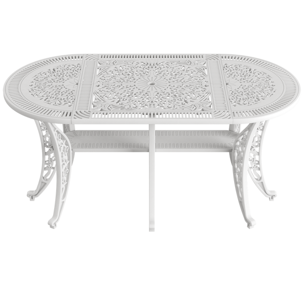 Set Mobilier Gradina HubRom, 1xMasa Ovala(75x150x72), 4xScaun ISPARTA(43x42x50x92) Alb