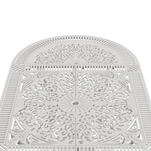 Set Mobilier Gradina HubRom, 1xMasa Ovala(75x150x72), 6xScaun ISTANBUL(43x42x50x91) Alb