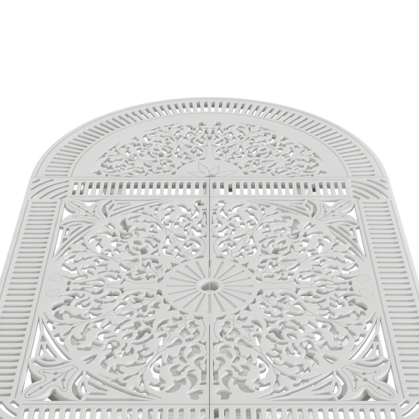 Set Mobilier Gradina HubRom, 1xMasa Ovala(75x150x72), 4xScaun ISTANBUL(43x42x50x91) Alb