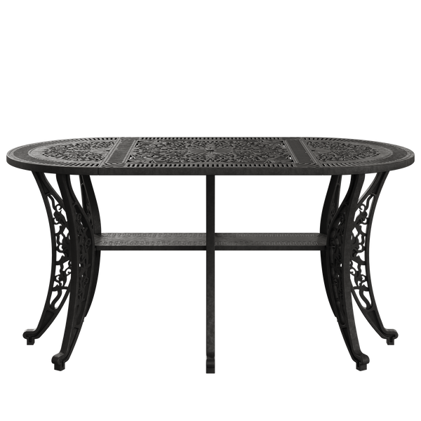 Set Mobilier Gradina HubRom, 1xMasa Ovala(75x150x72), 4xScaun HITIT(43x42x50x92) Negru