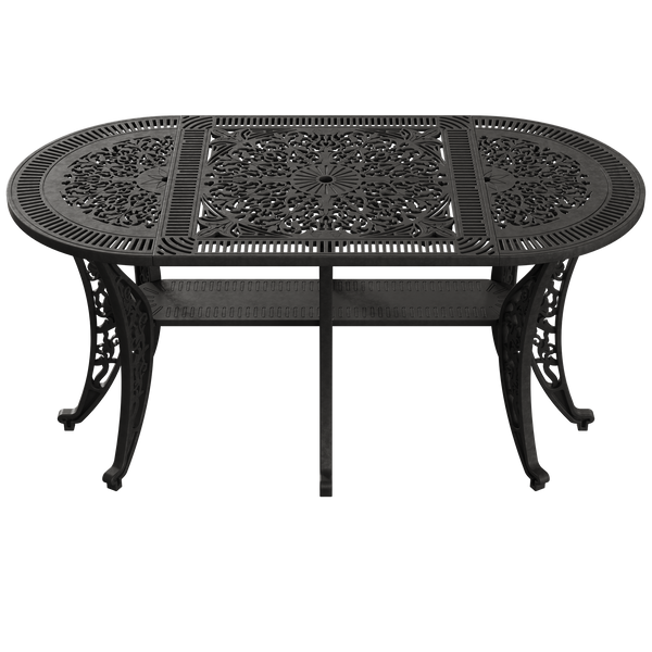 Set Mobilier Gradina HubRom, 1xMasa Ovala(75x150x72), 6xScaun CUNDA(43x42x50x91) Negru