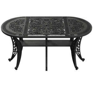 Set Mobilier Gradina HubRom, 1xMasa Ovala(75x150x72), 6xScaun ISPARTA(43x42x50x92) Negru