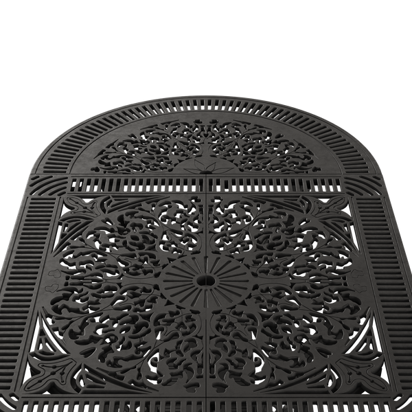 Set Mobilier Gradina HubRom, 1xMasa Ovala(75x150x72), 6xScaun ISPARTA(43x42x50x92) Negru