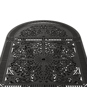 Set Mobilier Gradina HubRom, 1xMasa Ovala(75x150x72), 6xScaun ISTANBUL(43x42x50x91) Negru