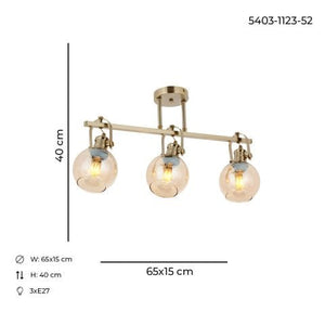 Lustra HubRom, PANGALTI 5403-1123-52 65x15xHmax40 cm 3xE27-60W Antiq