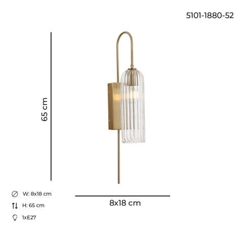 Aplica HubRom, PASABAHCE 5101-1880-52 8x18xHmax65 cm 1xE27-60W Antiq