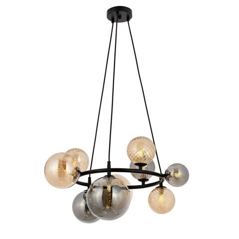 Lustra HubRom, PAUL 5009-4224-64 65x65xHmax65-100 cm 9xG9 Negru