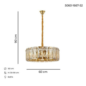 Lustra Cristal HubRom, PERA 5060-1667-52 60x60xHmax90 cm 8xE14-40W Antiq