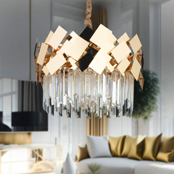 Lustra Cristal HubRom, ROSHAN 21036-50Y 50x90 cm 6xE14-40W Auriu