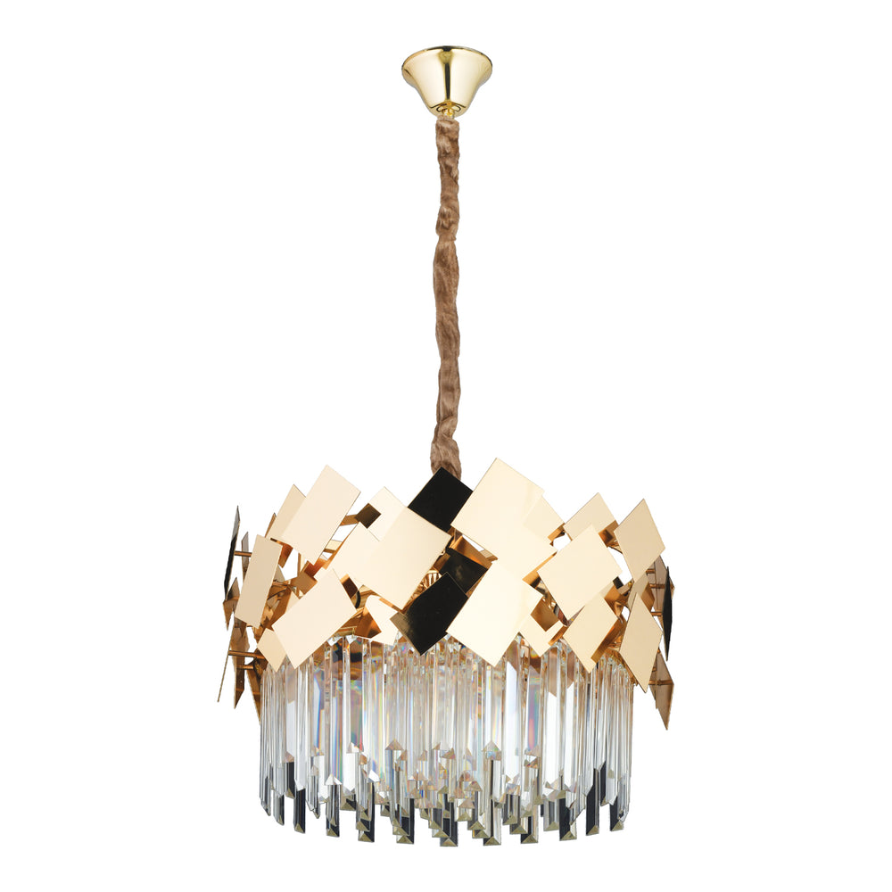 Lustra Cristal HubRom, ROSHAN 21036-50Y 50x90 cm 6xE14-40W Auriu