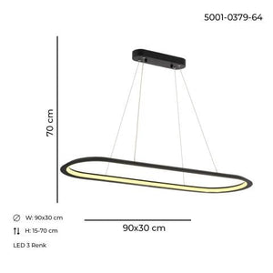 Lustra Led HubRom, SAFIR Negru 5001-0379-64 90x30xHmax70 cm Lumina Calda,Rece,Neutra