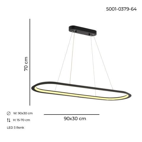 Lustra Led HubRom, SAFIR Negru 5001-0379-64 90x30xHmax70 cm Lumina Calda,Rece,Neutra