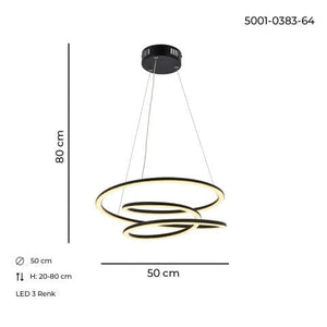 Lustra Led HubRom, SELENE Negru 5001-0383-64 50x50xHmax80 cm Lumina Calda,Rece,Neutra