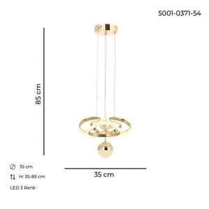 Lustra Led HubRom, SERA Auriu  5001-0371-54 35x25xHmax85 cm Lumina Calda,Rece,Neutra