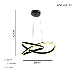 Lustra Led HubRom, SEREN Negru 5001-0381-64 60x60xHmax70 cm Lumina Calda,Rece,Neutra