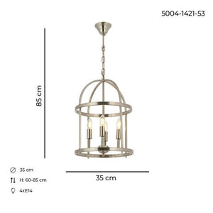 Lustra HubRom, SERIN 5004-1421-53 35x35xHmax85 cm 4xE14-40W Crom satinat