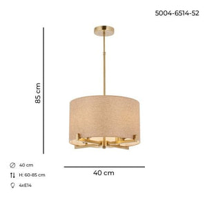 Lustra HubRom, TALIN 5004-6514-52 40x80xHmax85 cm 4xE14-40W Antiq